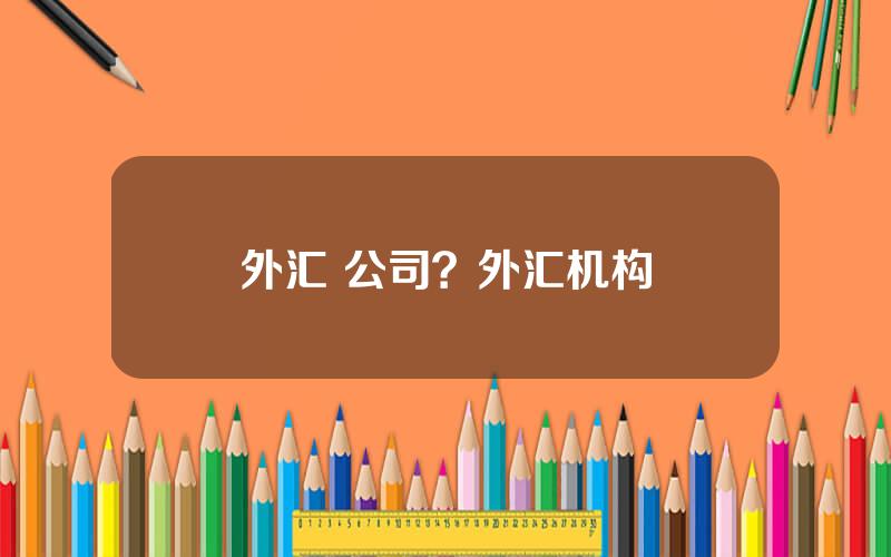 外汇 公司？外汇机构